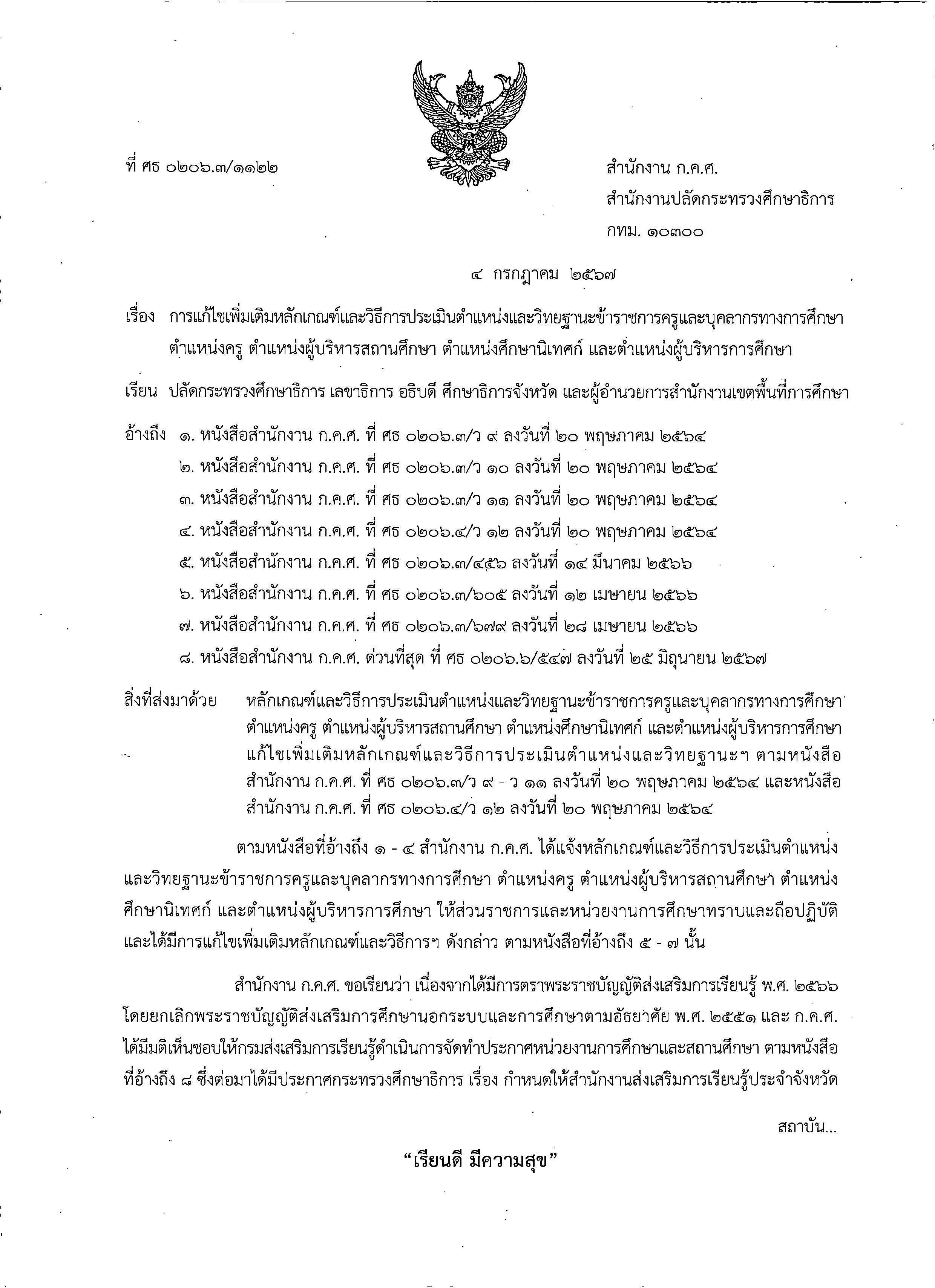 1122 ลว.4 ก.ค. 67 ถึง ปลัด ศธ. เลขาธิการ อธิบดี ศธจ. แ Page 1
