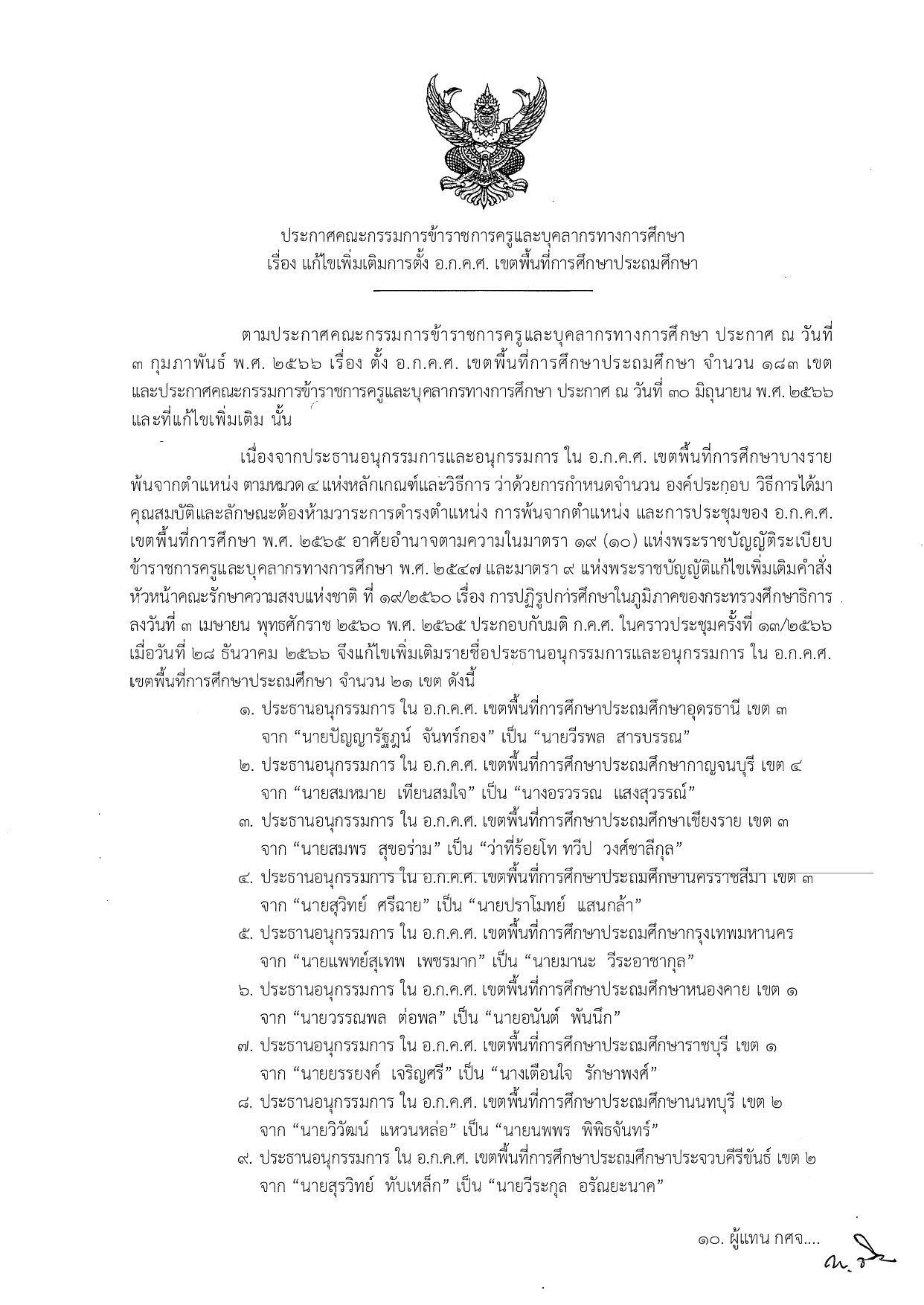 ประกาศแก้ไข อ.ก.ค.ศ. สพป page 0001